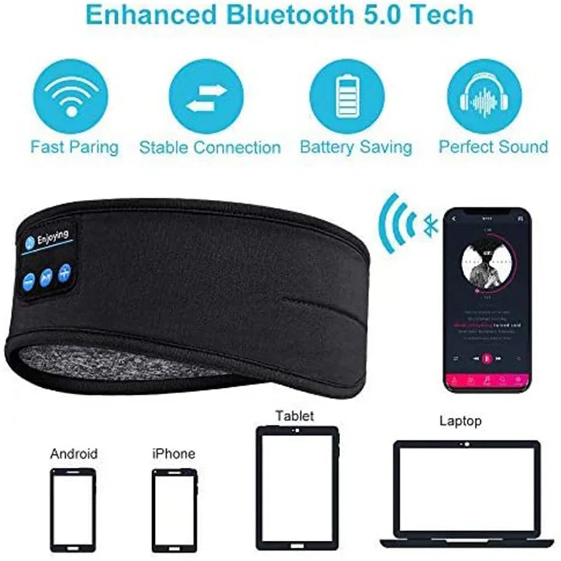 Wireless Bluetooth Earphone Sleeping Band Music Headphones Soft Elastic Comfortable Eye Mask Sleep Headset for Side Sleepers
